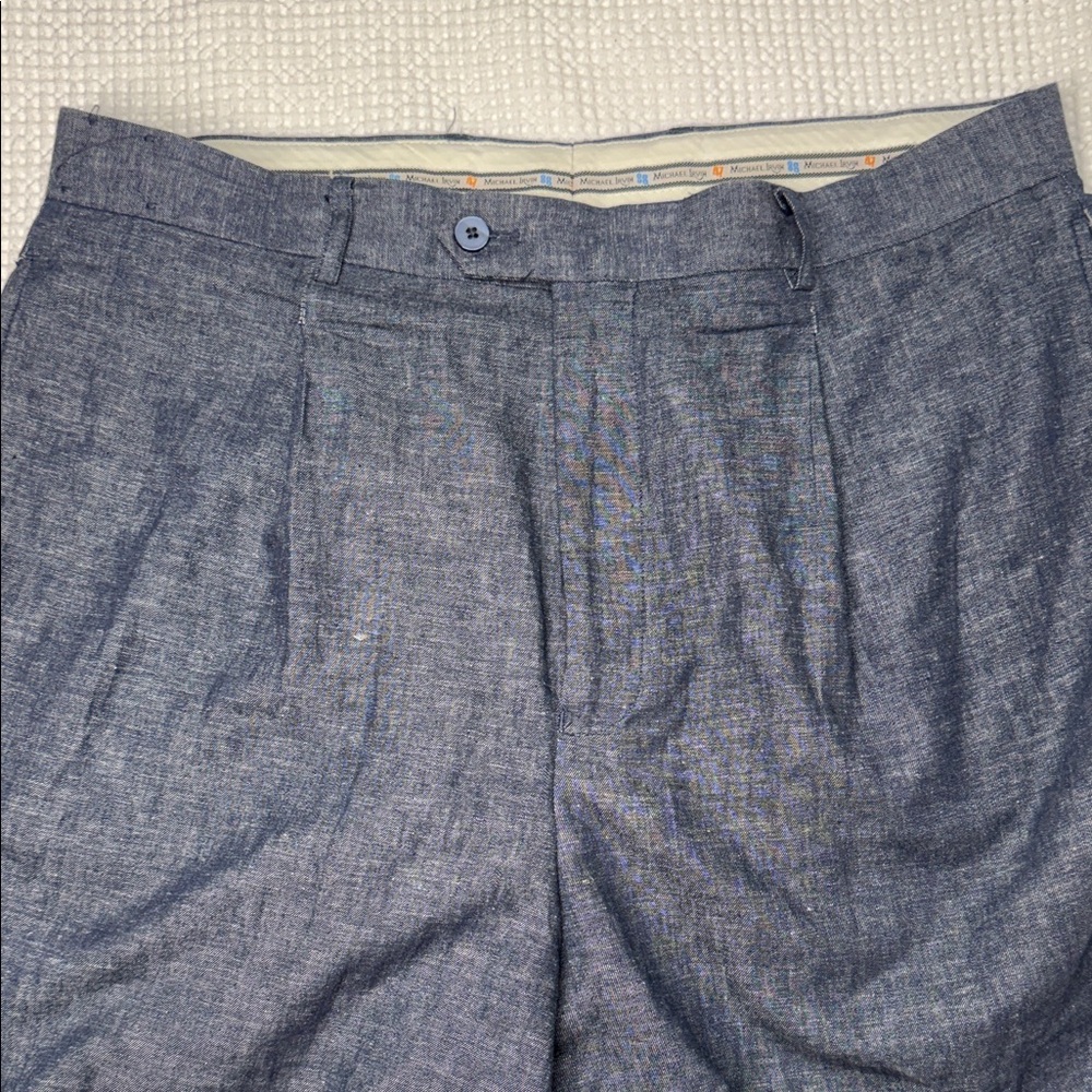 Michael Irvin Playmaker  100% Denim LinenPants in Heather Blue - Size 36